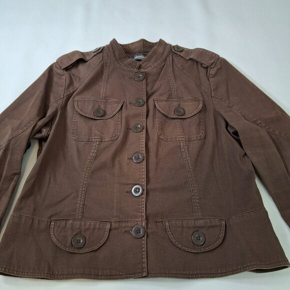 Vintage Womens Utility Military Cargo Jacket Sz L Cotton Cozy Casual Gorpcore - Picture 3 of 12